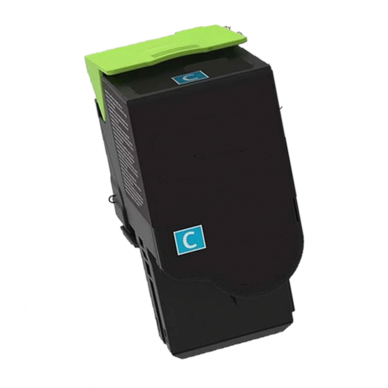 Cartucho de tinta preto com tampa verde e etiqueta azul C