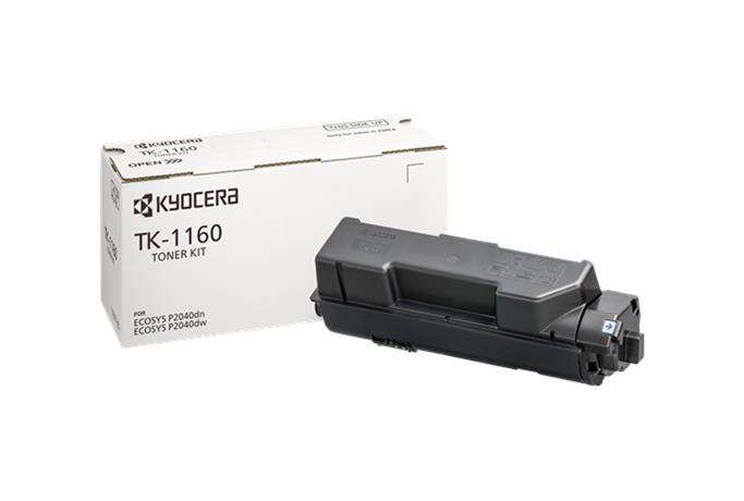 Kit de toner KYOCERA TK-1160 com caixa branca e toner preto