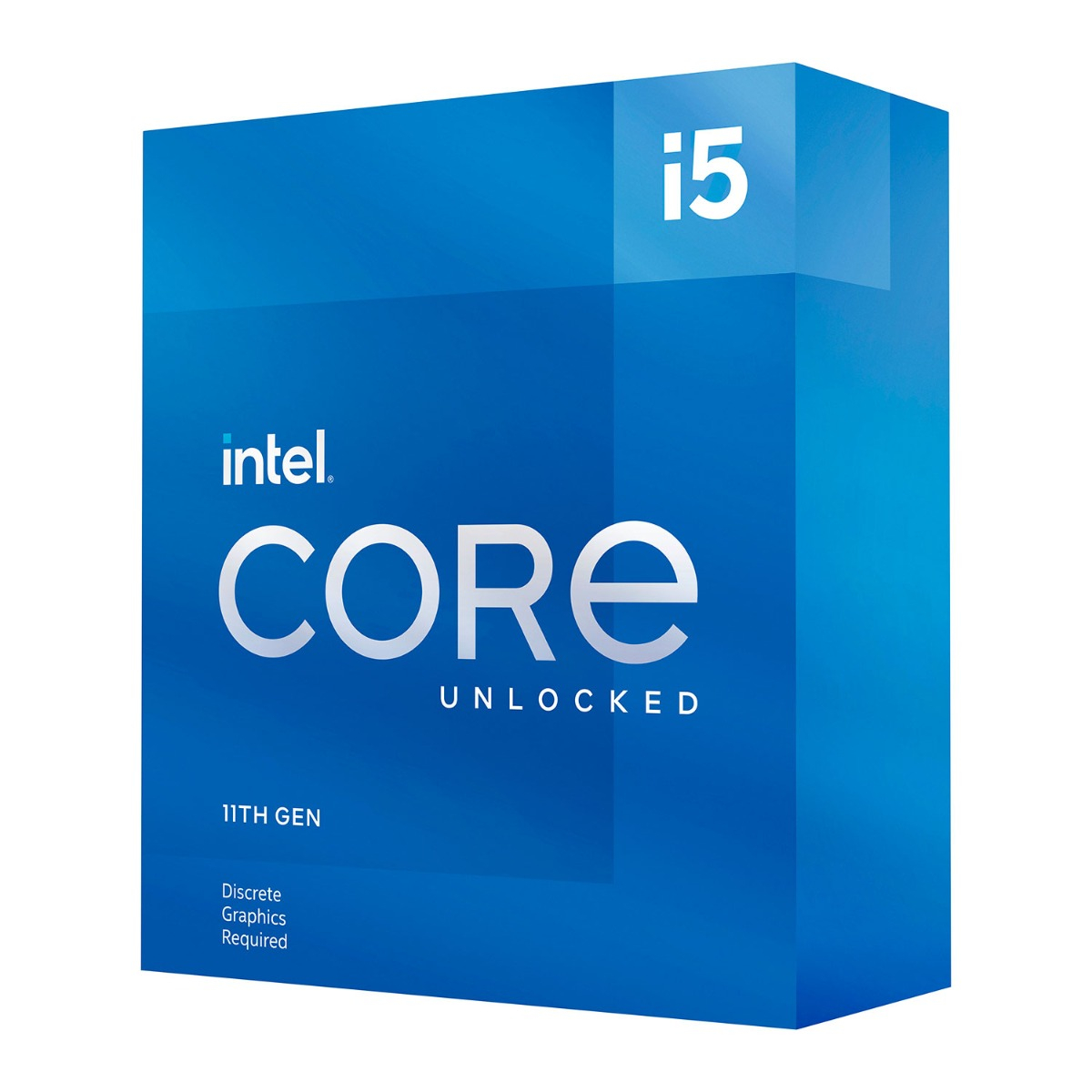 Caixa azul de produto Intel Core i5 11ª geração.