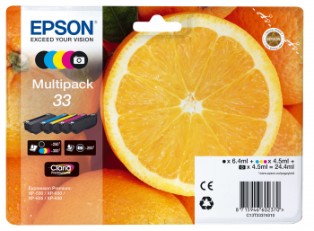 Multipack de tinteiros Epson 33 com imagem de fatia de laranja