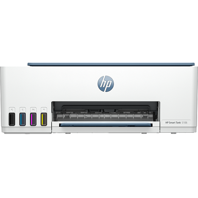 Impressora HP Smart Tank 5106 branca com depósito de tinta colorida