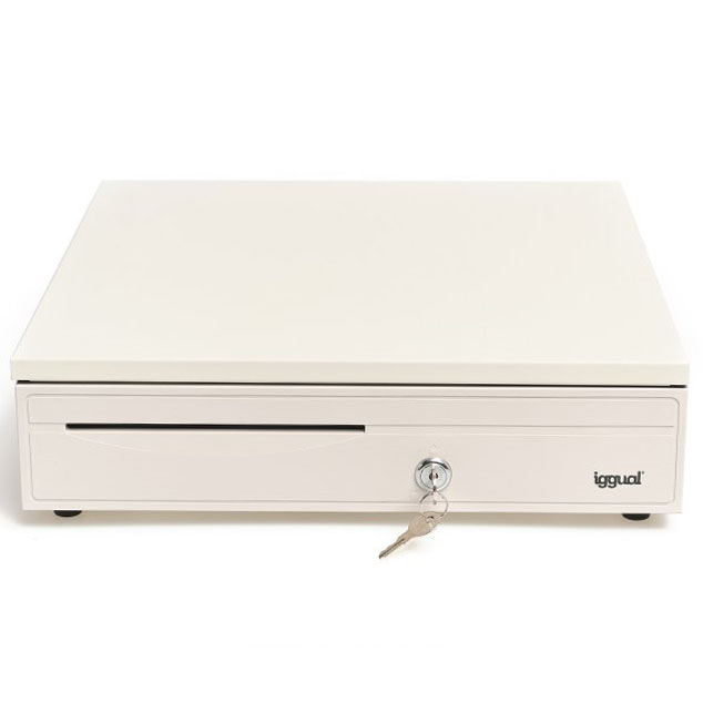 Gaveta de caixa registadora creme com fechadura e chave