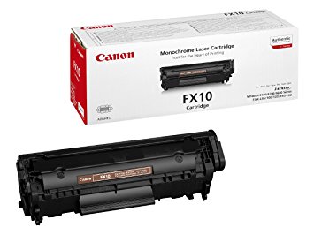 Cartucho de toner preto Canon FX10 com embalagem branca e vermelha