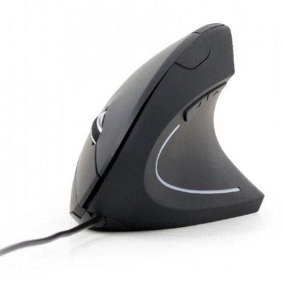 Rato ergonómico vertical preto com botão e cabo