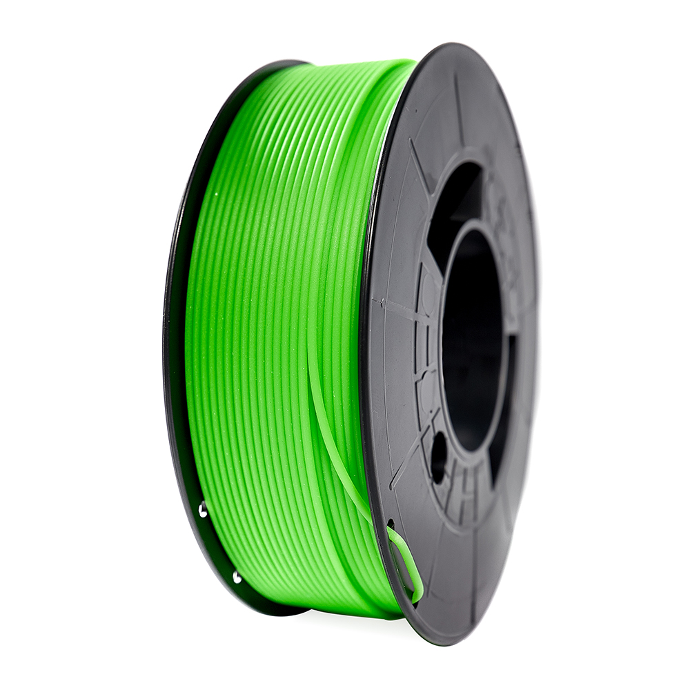 Bobina preta com filamento verde para impressora 3D