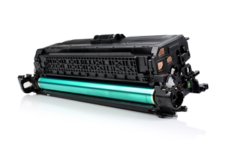 Cartucho de toner preto para impressora com rolo verde em fundo branco