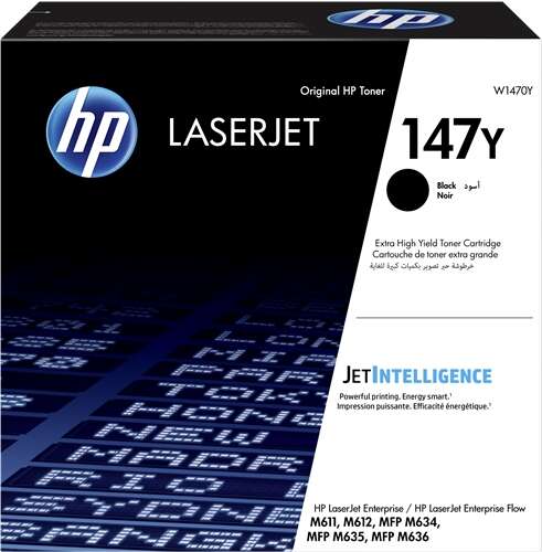Embalagem de cartucho de toner HP LaserJet 147Y preta
