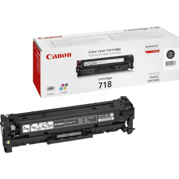 Cartucho de toner preto Canon Cartridge 718 com embalagem branca e vermelha