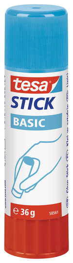Cola em stick tesa basic com tampa azul e base vermelha