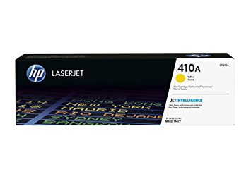 Toner HP LaserJet 410A amarelo em caixa de embalagem para impressoras