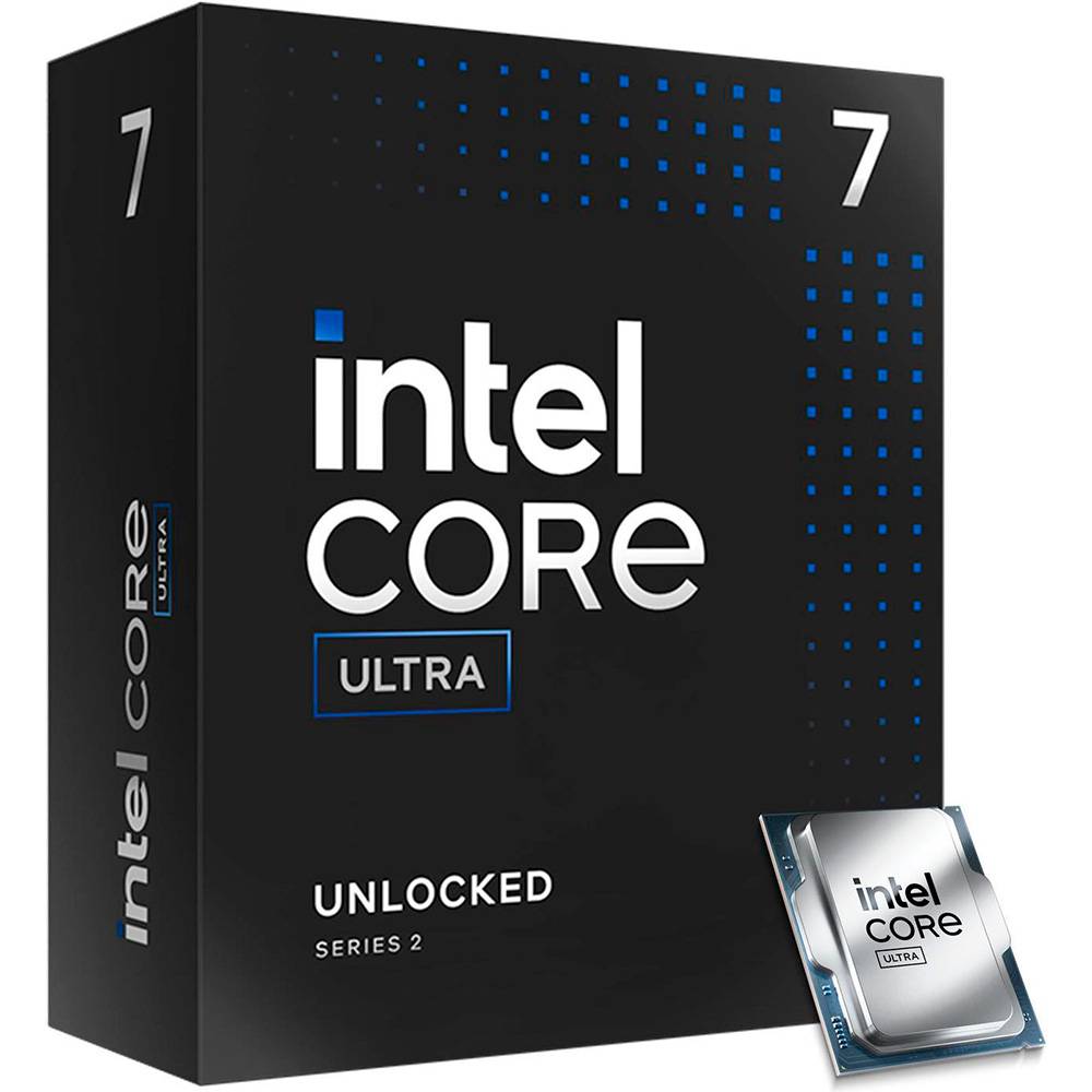 Embalagem de processador Intel Core Ultra com processador à frente