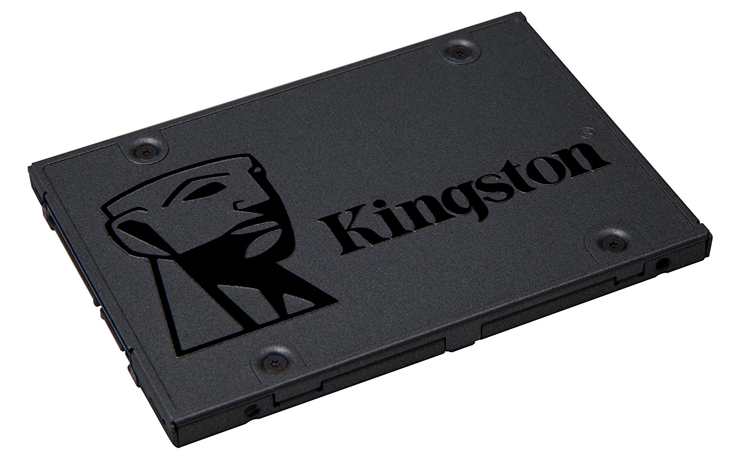 Disco SSD Kingston preto com texto gravado