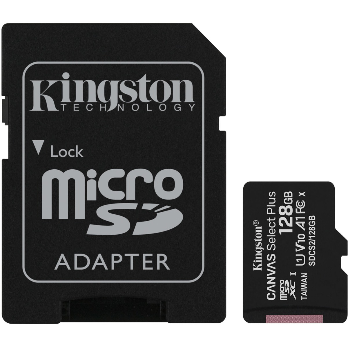 Adaptador Micro SD preto com cartão MicroSD preto Kingston