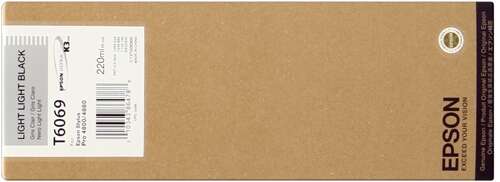 Embalagem castanha EPSON com etiqueta branca e texto T6069 Light Light Black