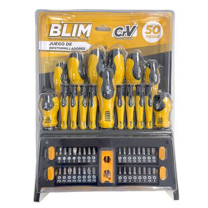 Conjunto 50 peças chaves de fenda BLIM amarelo e preto