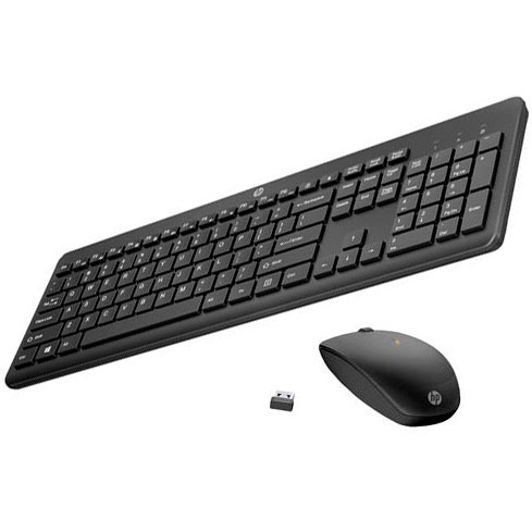 Conjunto teclado e rato sem fios HP preto com recetor USB
