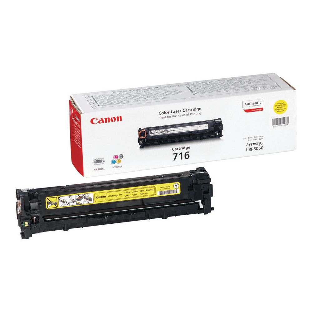 Cartucho de toner amarelo Canon Cartridge 716 com embalagem para impressora