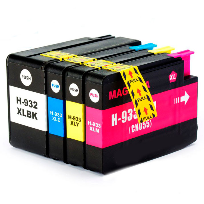 Conjunto de quatro tinteiros coloridos para impressora