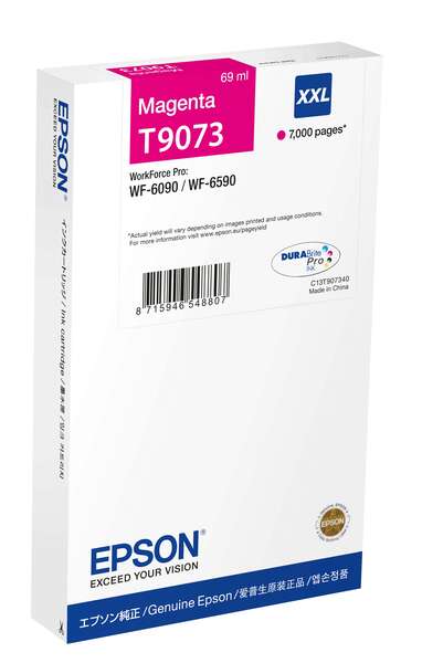 Embalagem branca de tinta Epson XXL Magenta T9073 para impressoras WorkForce Pro