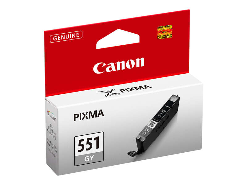 Cartucho de tinta Canon PIXMA 551 GY cinza em embalagem vermelha e branca