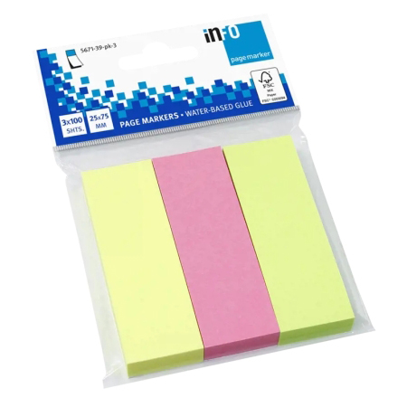 Pack de marcadores de página autocolantes em amarelo, rosa e amarelo flúor