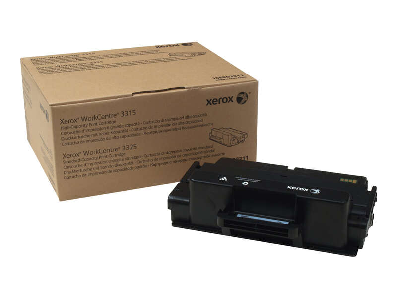 Cartucho de toner preto Xerox com caixa de cartão castanha