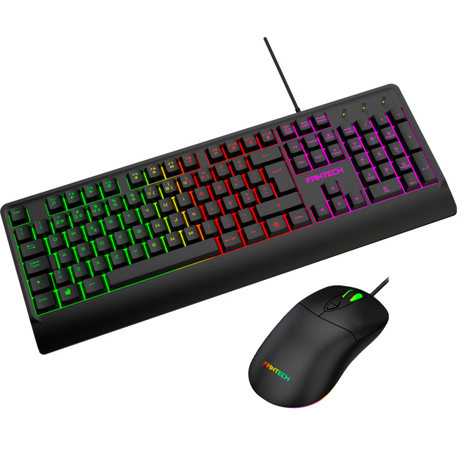 Teclado e rato FANTECH preto com iluminação RGB