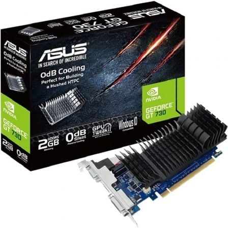 Placa gráfica ASUS GeForce GT 730 com cooler passivo e caixa
