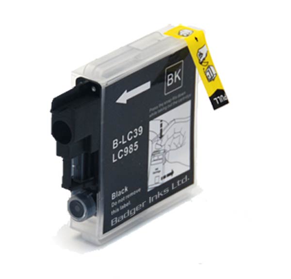 Cartucho de tinta preta para impressora com etiquetas e instruções