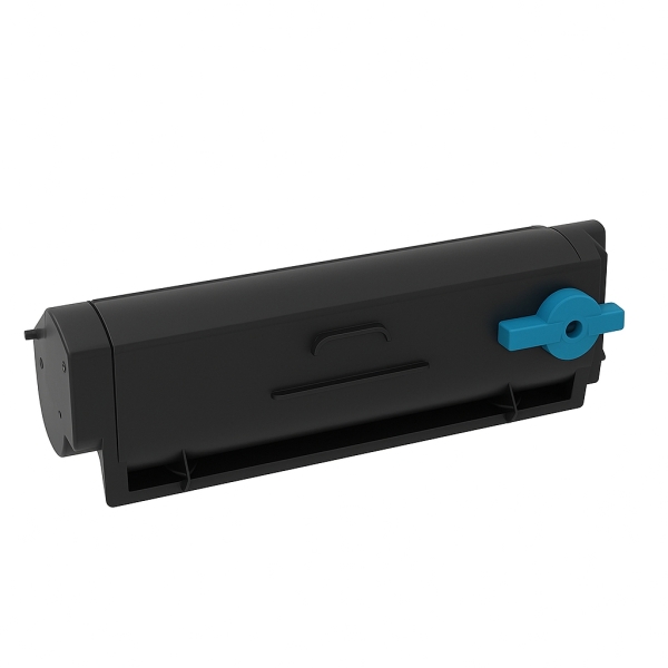 cartucho de toner preto com botão azul em fundo branco