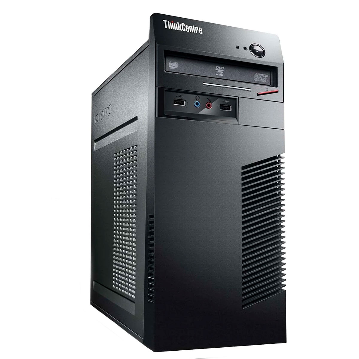 Computador de secretária Lenovo ThinkCentre preto com DVD e portas USB