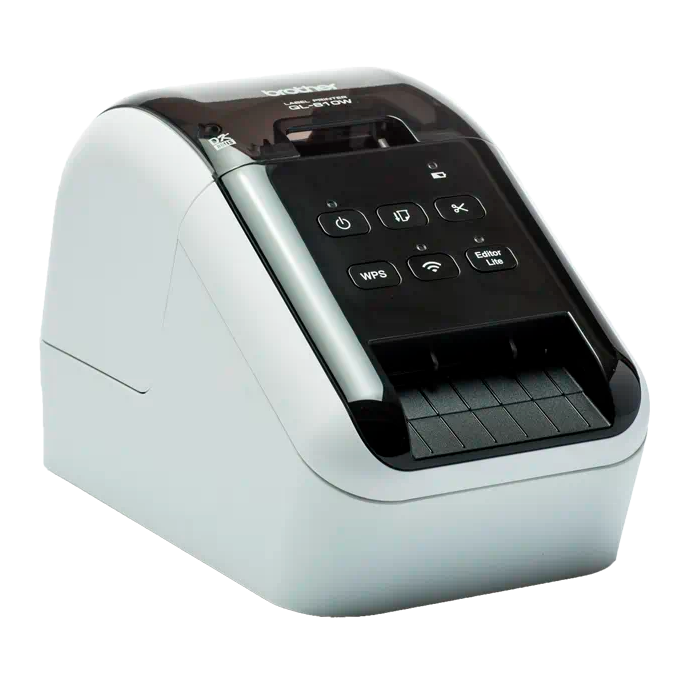 Impressora de etiquetas Brother QL-710W preto e branco com painel de botões