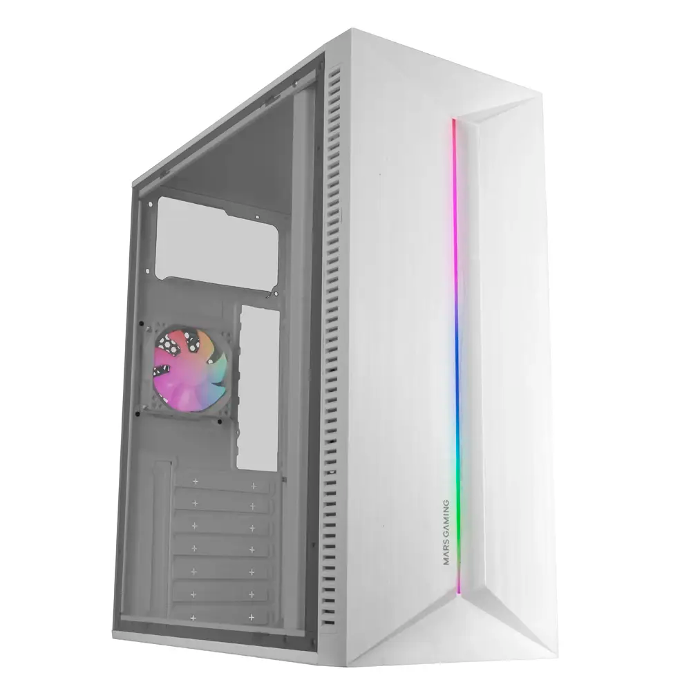 Caixa de computador branca com vidro temperado e ventilador RGB
