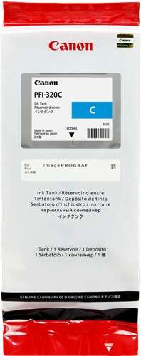Cartucho de tinta Canon PFI-320C azul na embalagem