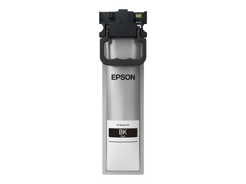 Cartucho de tinta Epson preto com corpo metálico e etiqueta branca