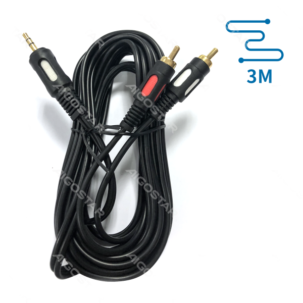 Cabo áudio jack 3.5mm para RCA de 3 metros preto