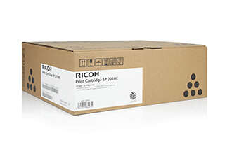 Caixa de toner Ricoh SP 201HE em fundo branco
