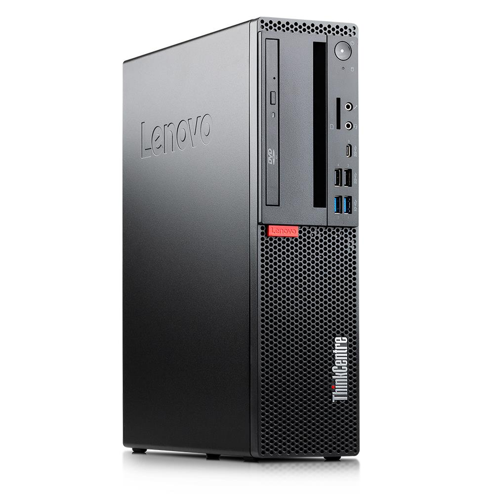 Computador Lenovo ThinkCentre preto com entrada DVD e portas USB