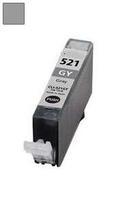 Cartucho de tinta cinzento para impressora com etiqueta branca e texto preto