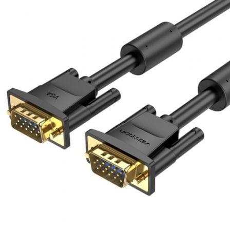Cabo VGA preto com ligações douradas e texto VGA e Jestinon