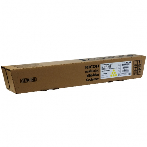 Embalagem de cartucho de toner Ricoh amarelo M C2510H em caixa de cartão