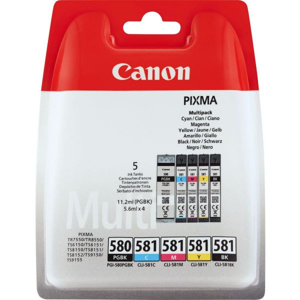 Pack de tinteiros Canon PIXMA Multipack com 5 tinteiros de várias cores