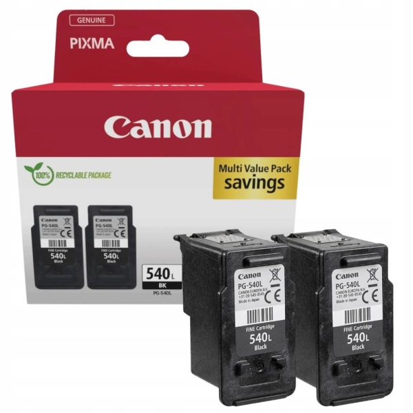 Cartuchos de tinta Canon PG-540L pretos com embalagem PIXMA