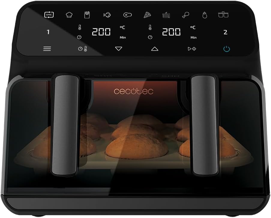 Forno multifunções preto cecotec com tabuleiro de pães a assar