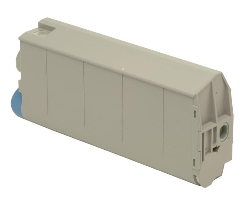 Cartucho de tinta cinza com detalhe azul e fundo branco