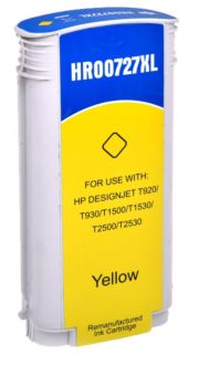 Cartucho de tinta amarelo remanufaturado HR00727XL para impressoras HP