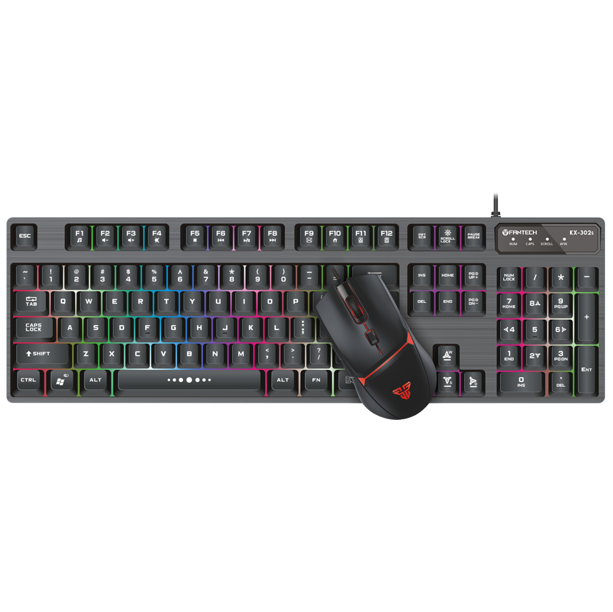 Teclado e rato FANTECH KX-302s preto com luzes RGB