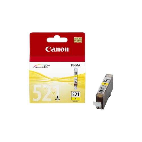Cartucho de tinta Canon PIXMA amarelo 521 com embalagem