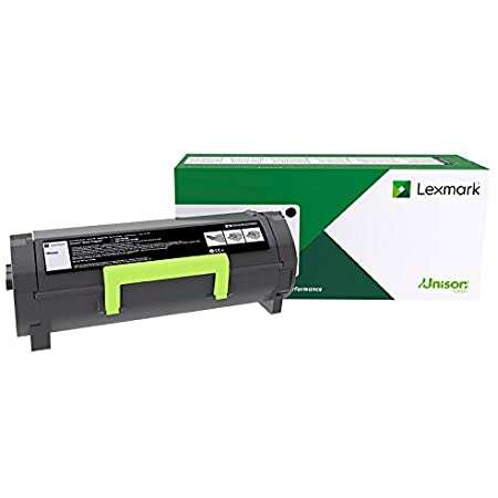Cartucho de toner preto Lexmark com caixa branca e verde
