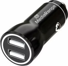 Carregador de carro preto MediaRange com duas portas USB